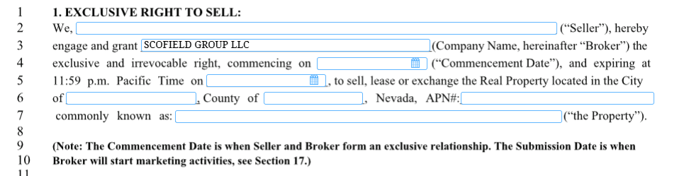 Listing Agreement - Term and Parcel