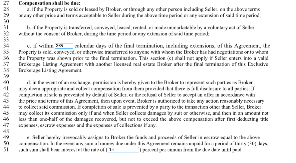 Listing Agreement - Sign Preferences